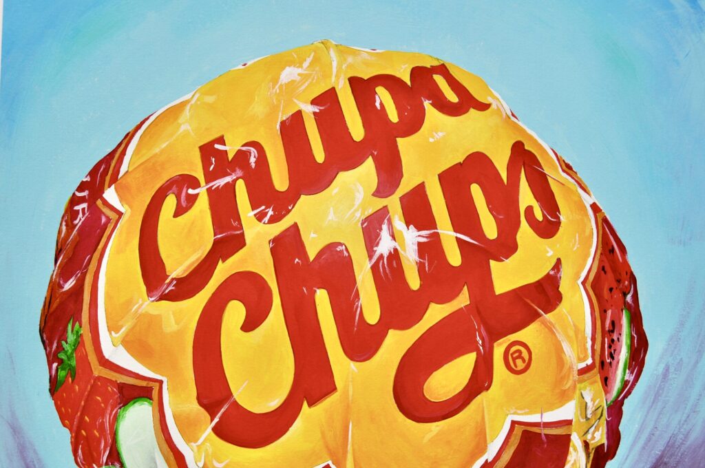Detail of the hand-painted Chupa Chups lettering